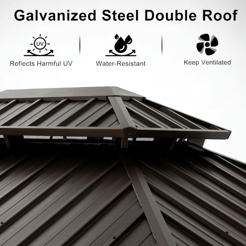 10×12ft Double Roof Hardtop Gazebo Manufacturer-feature
