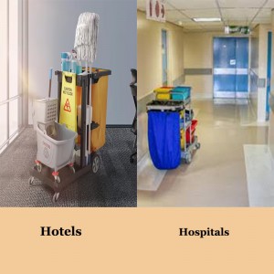 3 Shelves 24 gallon/200.16 LBS PVC Housekeeping Cart Manufacturer 3 Shelves PVC Housekeeping Cart Manufacturer-application