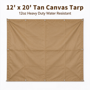 12′ x 20′ Tan Canvas Tarp 12oz Heavy Duty Water Resistant Canvas tarp