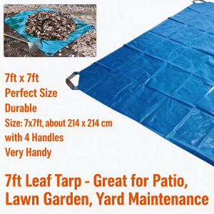 7x7피트 정원용 낙엽 방지 덮개 (손잡이 4개 포함), 방수 모래놀이터 덮개, 방진 및 방수 폴리 타프