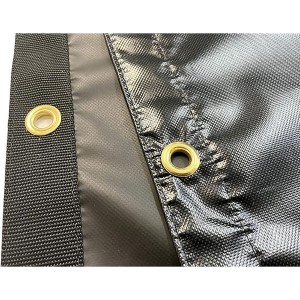 튼튼한 검정색 4'x8' 방수 18온스 비닐 타프 (가장자리 보강)