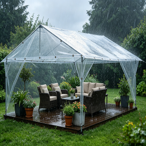 Prelată transparentă rezistentă, impermeabilă, pentru protecția mediului, pentru camping, foaie de prelată transparentă, rezistentă la rupere, prelată din plastic
