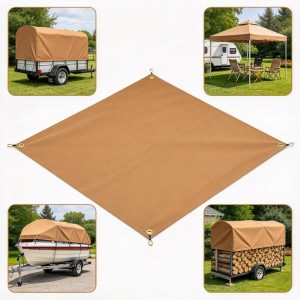 6′x8′ Tan Colour Polyester Canvas Tarp,10oz Water & Tear Resistant Tarp all purpose rain tarp