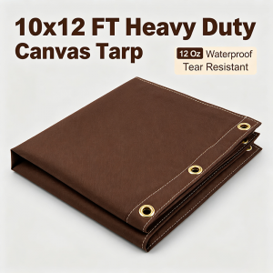 Canvas Tarp 10×12 FT 12 Oz Heavy Duty Waterproof Dark Brown dark brown waterproof canvas tarp