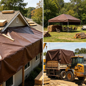 Canvas Tarp 10×12 FT 12 Oz Heavy Duty Waterproof Dark Brown heavy duty canvas tarp