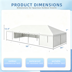 20×50FT ትልቅ ነጭ የዝግጅት ድንኳን ከቤት ውጭ የንግድ ድንኳን