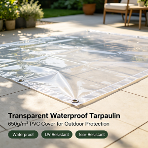 2x5m Waterproof Tarpaulin – 650g/m² Tear-Resistant PVC Cover UV Protection Windproof Transparent Tarp for Outdoor Use transparent PVC tarpaulin