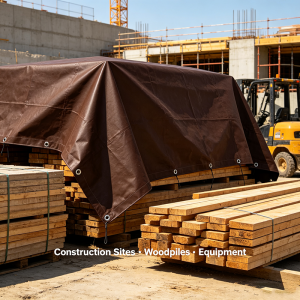 Canvas Tarp 10×12 FT 12 Oz Heavy Duty Waterproof Dark Brown woodpile protective tarp